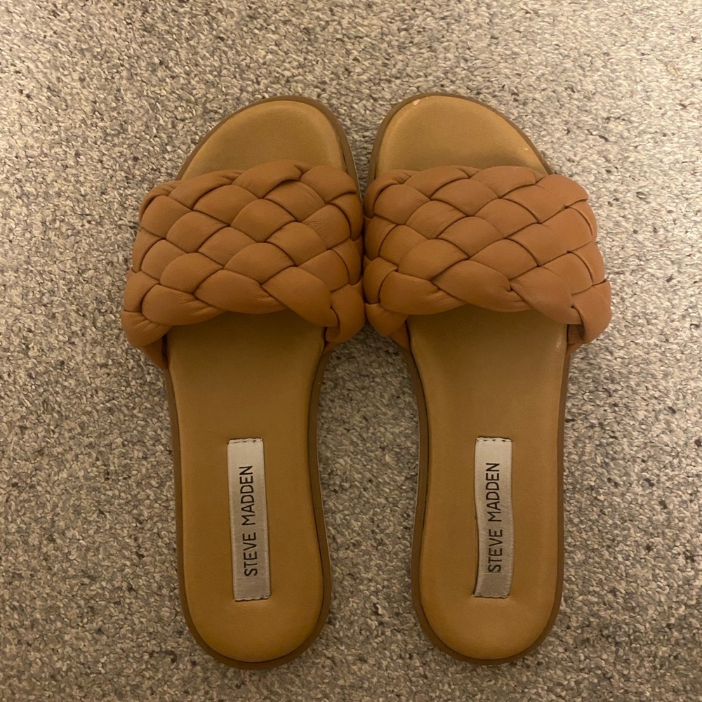 Steve Madden Tan Sandals Slip-On Design